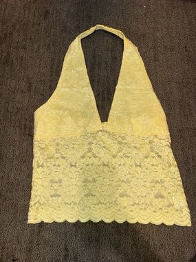 yellow lace halter top